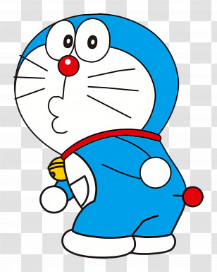 Doraemon - Playful Blue Cartoon Cat With Red Nose Transparent PNG