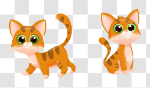 Cats - Cute Cartoon Cats Transparent PNG