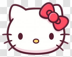 Hello Kitty Face - Hello Kitty Illustration With Pink Ribbon Transparent PNG