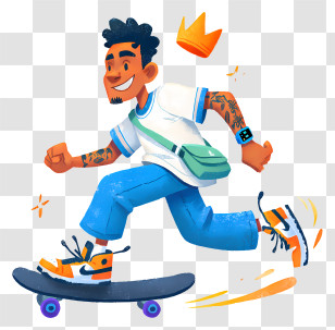 Cool Man Skateboarding - Cool Skateboarder Character Transparent PNG