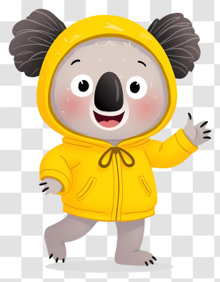 Cartoon Koala - Koala In Yellow Hoodie Transparent PNG