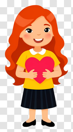 Woman Holding A Heart - Girl With Heart Cartoon Illustration Transparent PNG
