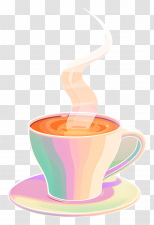 Coffee - Colorful Steaming Coffee Cup Transparent PNG