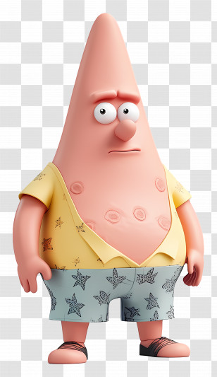 Patrick Star - Cartoon Starfish Character In Beachwear Transparent PNG