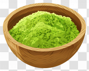 Matcha Powder - Green Matcha Powder In Wooden Bowl Transparent PNG