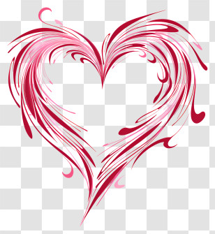 Heart Shape - Artistic Swirling Heart Design In Red Transparent PNG