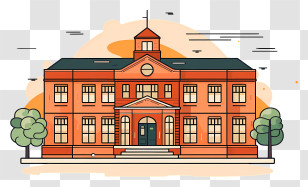 Red Brick Building - Red Brick School Building Illustration Transparent PNG