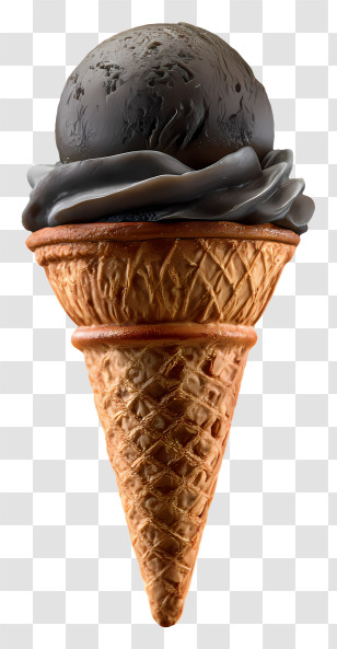 Ice Cream Scoop Flavor - Black Ice Cream Cone With Chocolate Transparent PNG