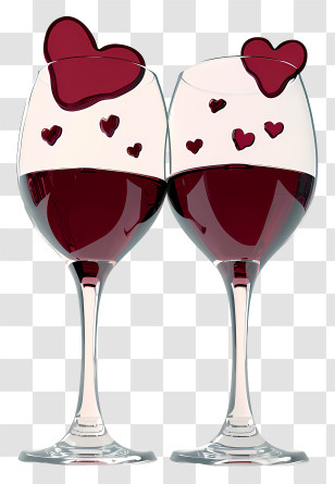 Realistic 3d Valentine Wine Glasses - Romantic Wine Glasses With Heart Accents Transparent PNG