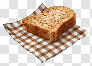 Brown Bread - Whole Grain Bread Slice On Checkered Cloth Transparent PNG