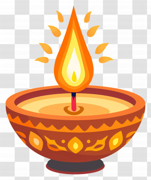 Indian Candle - Diwali Traditional Lighted Diya Lamp Transparent PNG