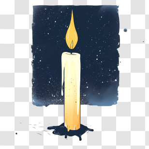 Candlelight - Glowing Candle Illustration With Starry Background Transparent PNG