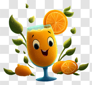 Cute Item - Happy Orange Juice Mascot Transparent PNG