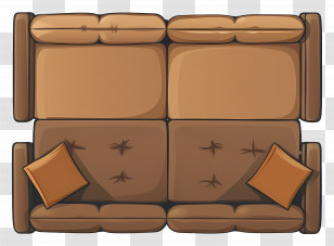 Sofa Top View - Comfortable Brown Sofa With Cushions Transparent PNG