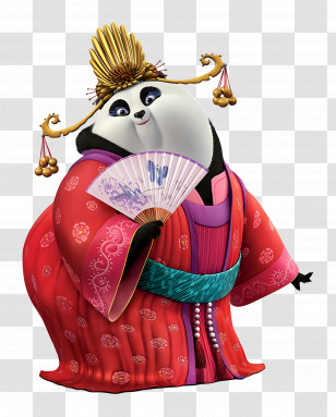 Mei Mei - Panda In Red Robe With Fan Transparent PNG