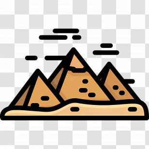 Pyramid - Flat Drawing Of Egyptian Pyramids In The Desert Transparent PNG