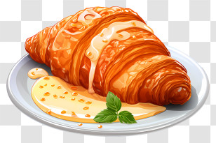 Croissant - Delicious Honey Croissant On A Plate Transparent PNG
