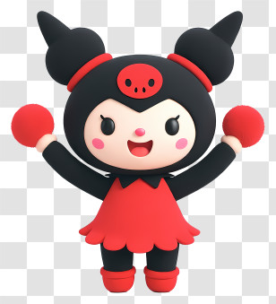 Cute Cartoon Kuromi - Cute Black-red Mascot Doll Transparent PNG