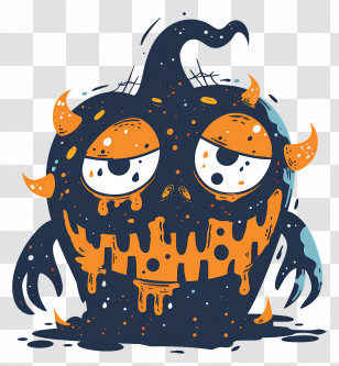 Halloween Monster - Cute Monster With Eyes And Horns Transparent PNG