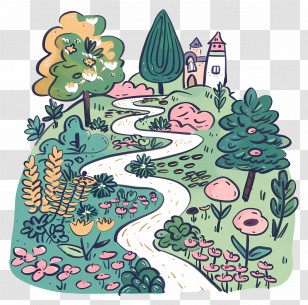 Garden Path - Cute Pathway In A Scenic Landscape Transparent PNG