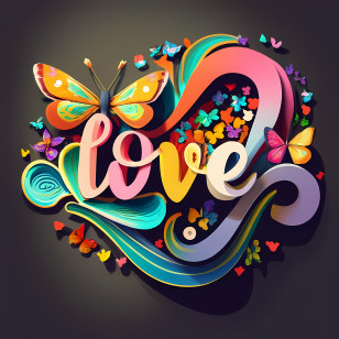 Love - Butterfly Love Text Illustration Transparent PNG