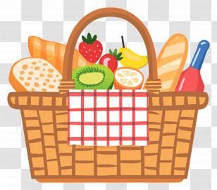 Picnic Basket - Picnic Basket With Fresh Food And Fruits Transparent PNG