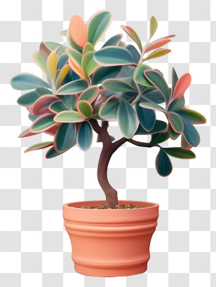 Bonsai Tree - Colorful Potted Plant In A Decorative Clay Pot Transparent PNG