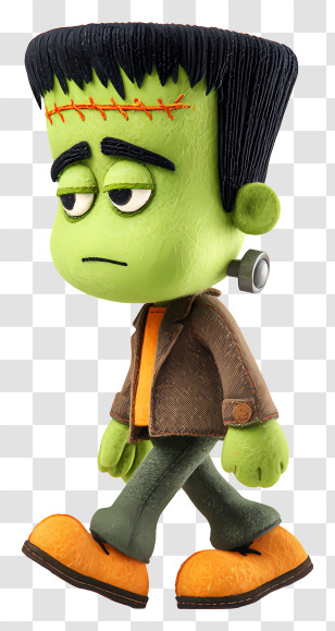 Frankenstein Monster Walking - Green Frankenstein With Orange Shoes Transparent PNG