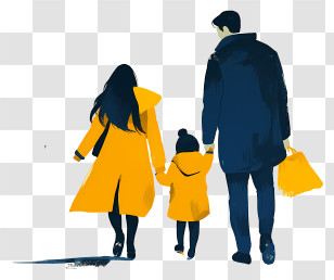 Family - Family Illustration Featuring Yellow And Blue Colors Transparent PNG