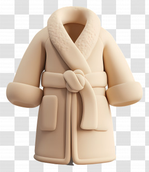 Bathrobe - Beige Bathrobe With Plush Design Transparent PNG