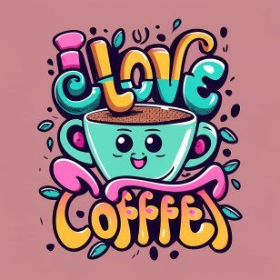 International Coffee Day - Adorable Coffee Cup With Love Text Design Transparent PNG