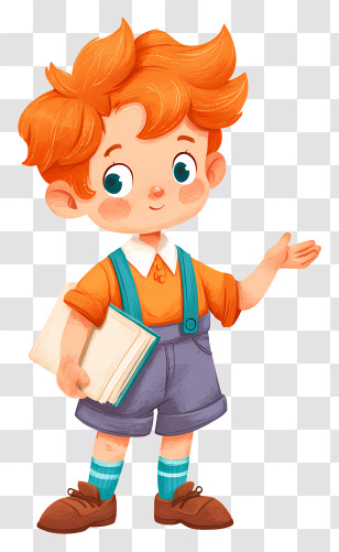 Schoolboy Ready For School - Red-haired Boy Holding Book Transparent PNG