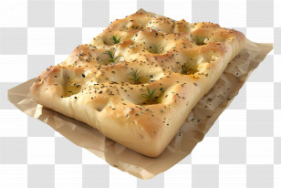Focaccia Bread - Focaccia Bread With Herbs On Paper Transparent PNG