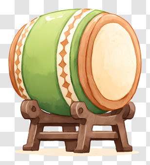 Ramadan Mosque Drum - Green Decorative Drum On Stand Transparent PNG