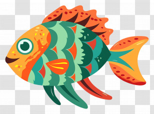 Fish Cartoon - Colorful Cartoon Fish Illustration Transparent PNG