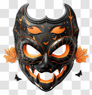 Halloween Mask - Black And Orange Mask For Halloween Transparent PNG
