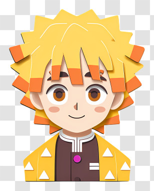 Zenitsu Agatsuma - Yellow-haired Anime Boy Portrait Transparent PNG