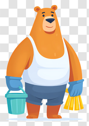 Bear Holding Cleaning Tools - Cartoon Bear With Cleaning Supplies Transparent PNG