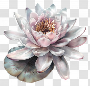 Water Lily - White Lotus Flower With Petals Transparent PNG