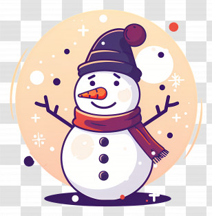 Snowman - Cute Snowman With Hat And Scarf For Winter Holidays Transparent PNG