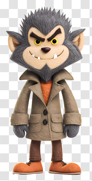 Halloween Wolfman - Cartoon Werewolf In Coat Transparent PNG