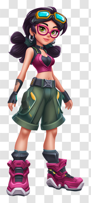 Gamer Girl - Trendy Girl With Glasses Transparent PNG