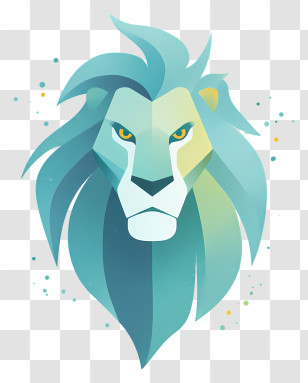 Lion Logo - Stylized Teal Lion Head Emblem Transparent PNG