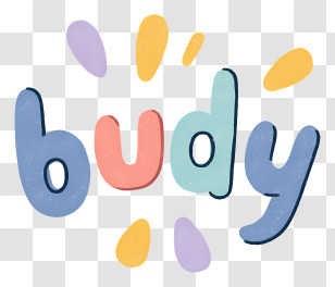 Budy - Playful Pastel 'budy' Doodle Lettering Transparent PNG