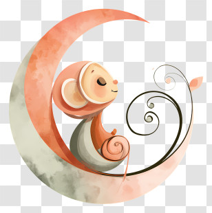New Baby Symbol - Cute Mouse Resting On Crescent Moon Transparent PNG