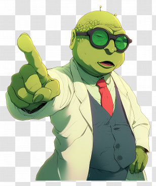 Balding Scientist - Green Scientist Cartoon Character Transparent PNG