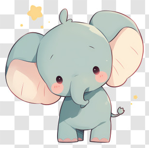Kawaii Elephant - Cute Baby Elephant Cartoon Transparent PNG