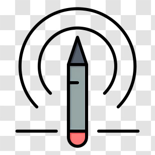 Modern Education Icon - Pencil With Circular Waves Icon Transparent PNG