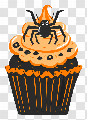 Halloween Cupcake - Halloween Cupcake With Spider Decoration Transparent PNG