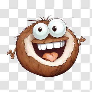 World Coconut Day - Happy Cartoon Coconut With Big Eyes Transparent PNG